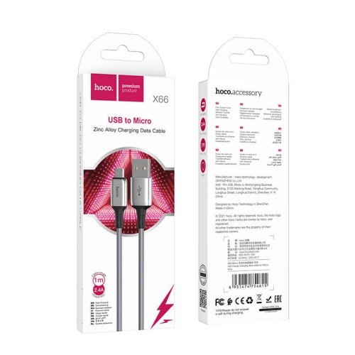 Кабель Hoco Micro USB Howdy charging data cable X66 |1m, 2.4A| white