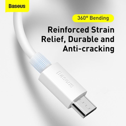 Кабель Baseus Micro USB Simple Wisdom Data Cable Kit |1.5m, 2.1A| (2PCS-Set) (TZCAMZJ-02) white