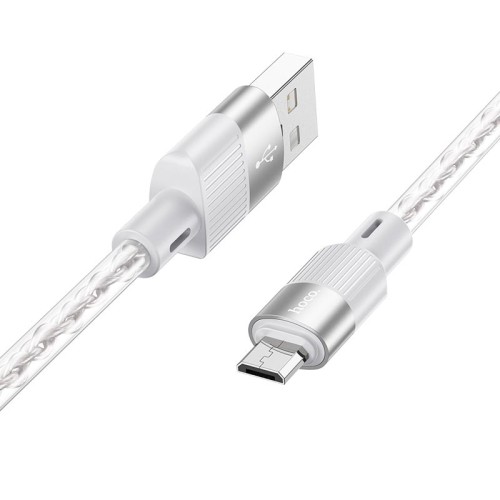 Кабель HOCO X99 Crystal junction Micro USB silicone charging data cable |1m, 2.4A| grey