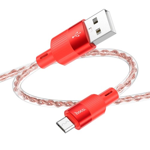 Кабель HOCO X99 Crystal junction Micro USB silicone charging data cable |1m, 2.4A| grey