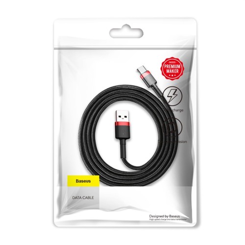 Кабель Type-c BASEUS cafule |3A, 1M| ( CATKLF-B91) black-red