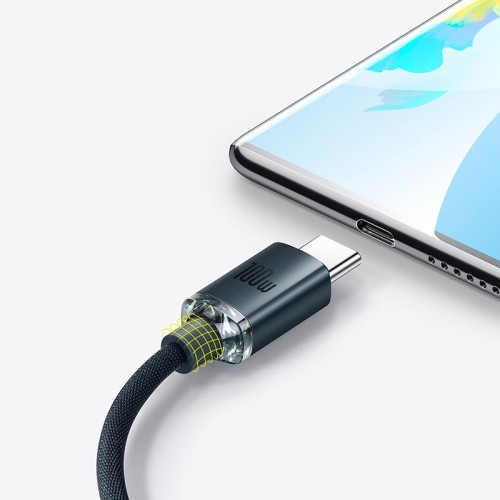 Кабель Baseus Type-C Crystal Shine Series Fast Charging Data Cable |1.2m, 100W| black