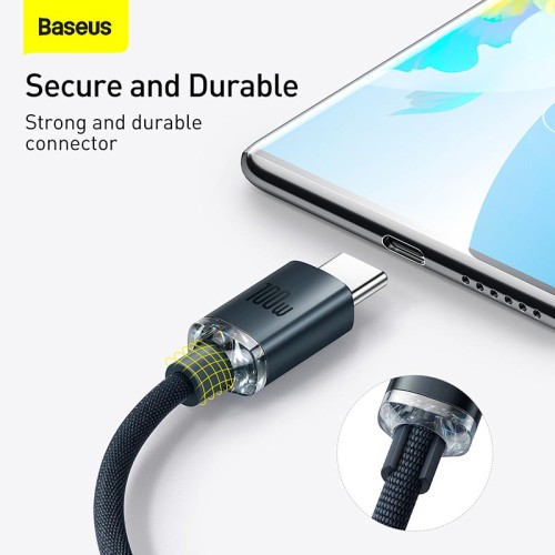 Кабель Baseus Type-C Crystal Shine Series Fast Charging Data Cable |1.2m, 100W| black
