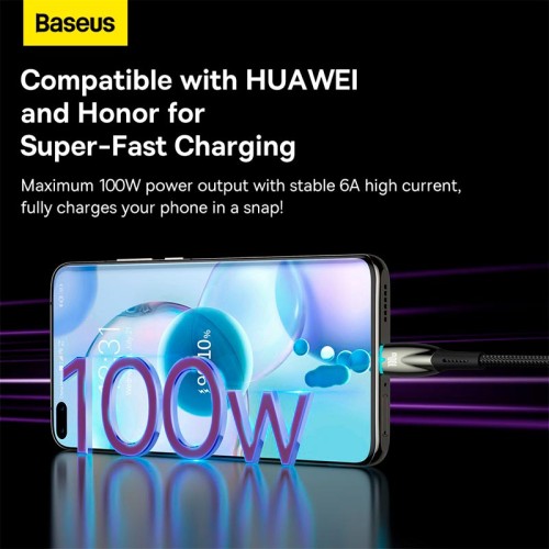 Кабель Baseus Type-C Glimmer Series Fast Charging Data Cable |2m, 100W| black