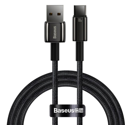 Кабель Baseus Type-C Tungsten Gold Fast Charging Data Cable |1m, 100W| black