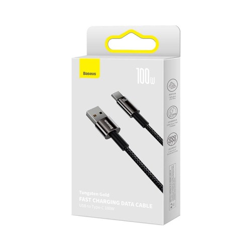 Кабель Baseus Type-C Tungsten Gold Fast Charging Data Cable |1m, 100W| black