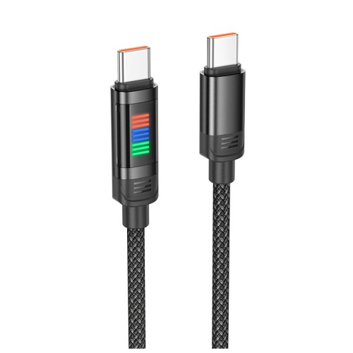 Кабель HOCO Lantern Type-C to Type-C charging data cable  U126 |1.2m, 100W/5A| black