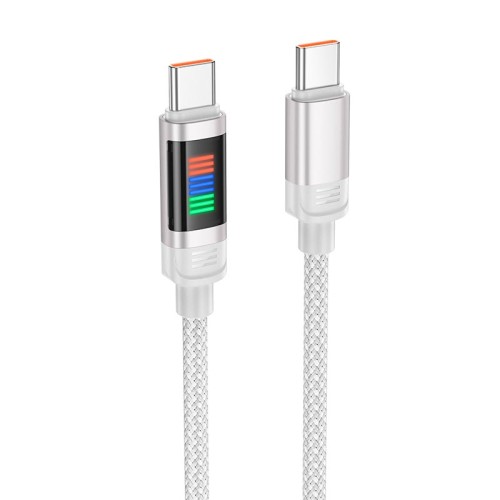 Кабель HOCO Lantern Type-C to Type-C charging data cable  U126 |1.2m, 100W/5A| grey