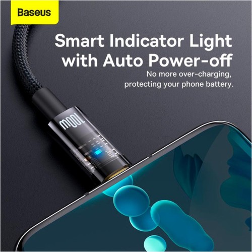 Кабель Baseus Explorer Series Auto Power-Off Fast Charging Data Cable USB to Type-C |100W/6A, 1m| black
