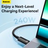 Кабель Baseus Tungsten Gold Fast Charging Data Cable Type-C to Type-C |240W, PD3.1, 1m| black