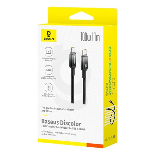 Кабель Baseus Discolor Series Fast Charging Cable USB-C to USB-C |100W, 1m| black