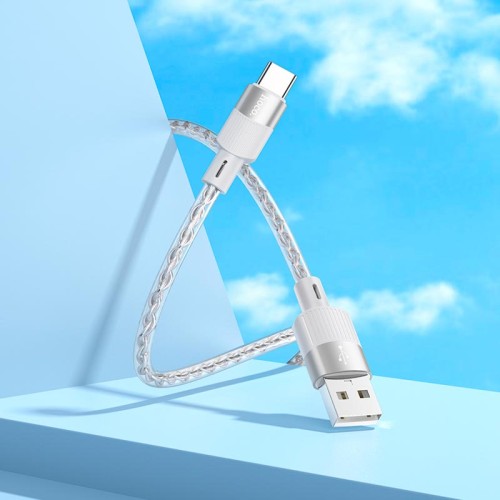 Кабель HOCO Type-C Crystal junction silicone charging data cable X99 |1m, 3A| grey