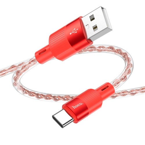 Кабель HOCO Type-C Crystal junction silicone charging data cable X99 |1m, 3A| grey