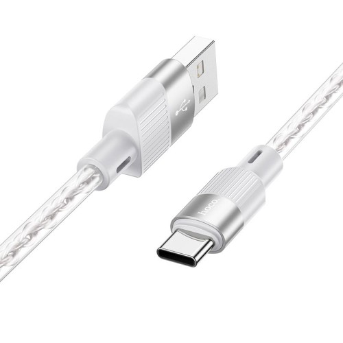 Кабель HOCO Type-C Crystal junction silicone charging data cable X99 |1m, 3A| grey