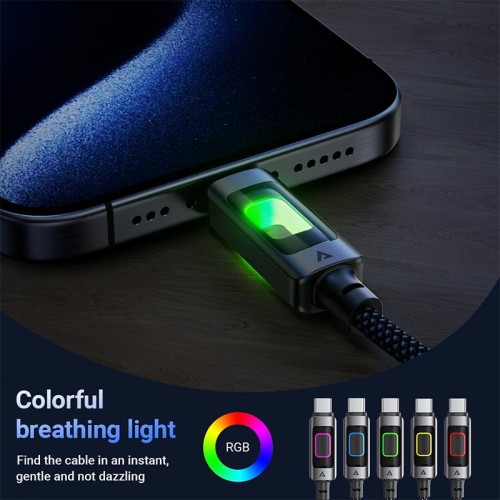 Кабель ACEFAST USB-C to USB-C fantasy color series braided Charging data cable C21-03 |1.2m, 60W/3A| black