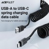 Кабель ACEFAST USB-A to USB-C spring charging data cable C14-04 |1.2m, 3A| black