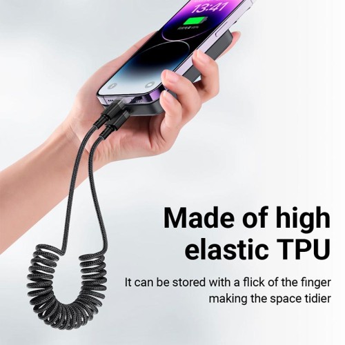 Кабель ACEFAST USB-A to USB-C spring charging data cable C14-04 |1.2m, 3A| black