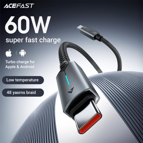 Кабель ACEFAST USB-C to USB-C 60W Fast charging data cable C19-03 |1.2m, 60W/3A| black