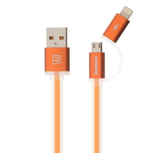 Кабель combo Micro USB + Lightning REMAX Aurora RC-020t orange