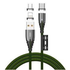Кабель JOYROOM Combo Lightning + Micro USB + Type-C Magnetic Series 3in1 S-M408 |1.2m, 3A| green