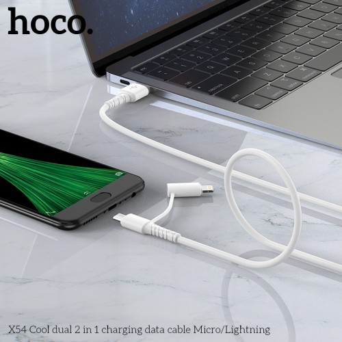 Кабель Hoco Combo Micro USB / Lightning Cool dual 2 in 1 charging data cable X54 |1M, 2.4A| black