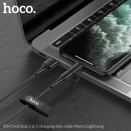 Кабель Hoco Combo Micro USB / Lightning Cool dual 2 in 1 charging data cable X54 |1M, 2.4A| black