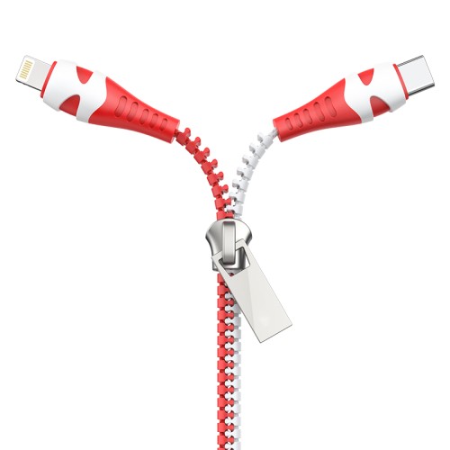Кабель Hoco Combo 2 in 1 Lightning / Type-C Zipper charging cable U97 |0.96M, 2.4A| black-white
