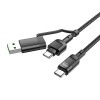 Кабель Hoco Combo 2 in 1 USB / Type-C to Type-C Moulder fast charging data cable U106 |1.2m, 5A/100W| black