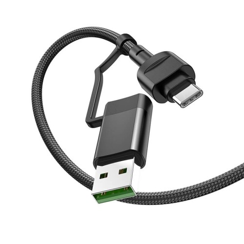 Кабель Hoco Combo 2 in 1 USB / Type-C to Type-C Moulder fast charging data cable U106 |1.2m, 5A/100W| black