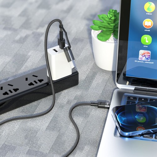 Кабель Hoco Combo 2 in 1 USB / Type-C to Type-C Moulder fast charging data cable U106 |1.2m, 5A/100W| black