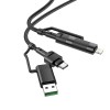 Кабель Hoco Combo 4 in 1 Type-C / USB to Type-C / Lightning Moulder fast charging data cable U106 |1.2m, black