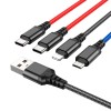 Кабель HOCO Combo 4-in-1 2Type-C+Lightning+Micro USB Super charging cable X76 |1M, 2A| black