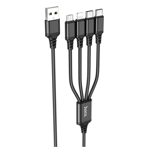 Кабель HOCO Combo 4-in-1 2Type-C+Lightning+Micro USB Super charging cable X76 |1M, 2A| black