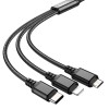 Кабель Combo HOCO Lightning/Type-C/Micro USB 3-in-1 Super charging cable X76 |1m, 2A| black