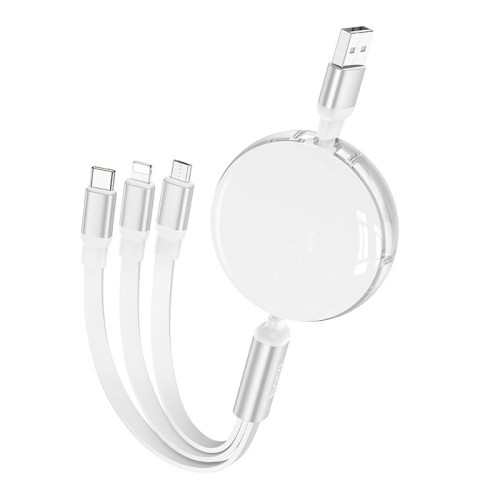 Кабель HOCO Combo Micro+lightning+Type-C Easy pull storage 3-in-1 X78 |1m, 2A| black