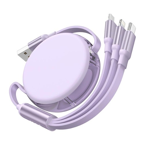 Кабель HOCO Combo Micro+lightning+Type-C Easy pull storage 3-in-1 X78 |1m, 2A| white