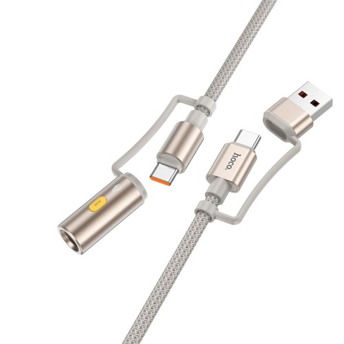Кабель Hoco All-in-one charging data Cable USB / C to C / cigarette lighter U138 |1.2m, PD60W, 3A| grey