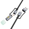 Кабель HOCO All-in-one charging data cable USB/C to C/LED light U138 |1.2m, PD60W, 3A| black