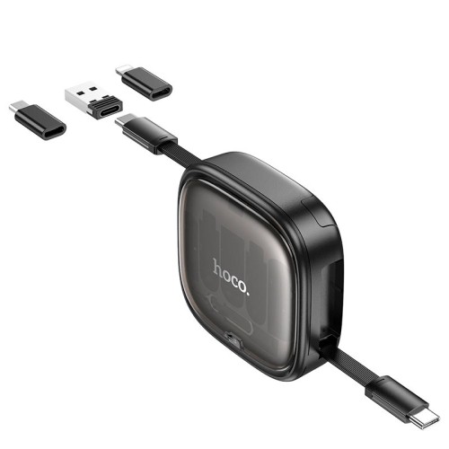 Кабель HOCO Retractable charging data cable set U140 |0,95m, PD27/60W, 3A| black