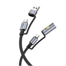 Кабель HOCO All-in-one charging data cable USB/C to C/cigarette lighter U138 |1.2m, 60W/3A| black