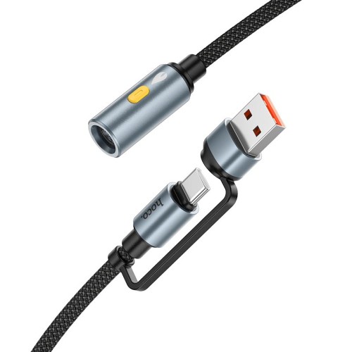 Кабель комбо HOCO USB / Type-C to cigarette Lighter adapter cable UA38B |0.3M| black