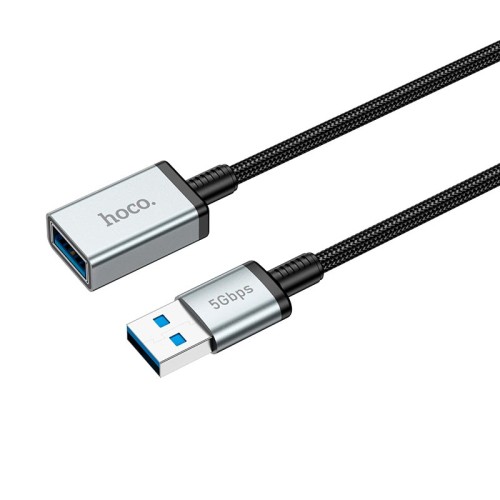 Кабель HOCO USB male to USB female USB3.0 excellent speed extension cable US10 |0.5m, 5Gbps, OTG| black
