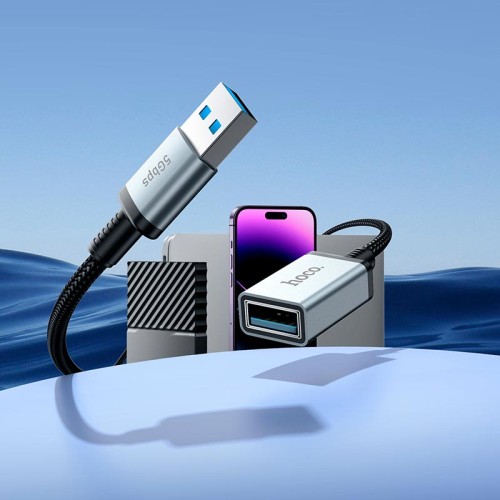 Кабель HOCO USB male to USB female USB3.0 excellent speed extension cable US10 |0.5m, 5Gbps, OTG| black