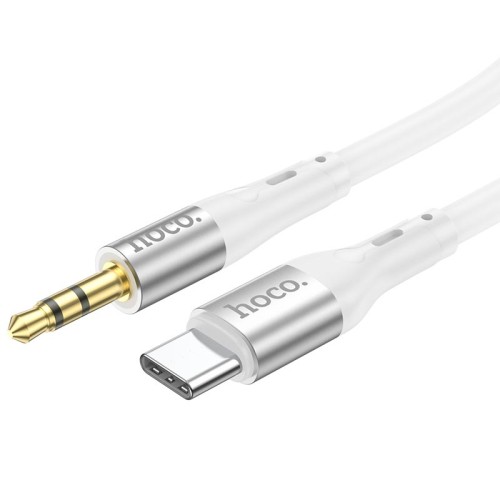 Кабель HOCO 3.5 mm to Type-C silicone digital audio conversion cable UPA22 |1M| white