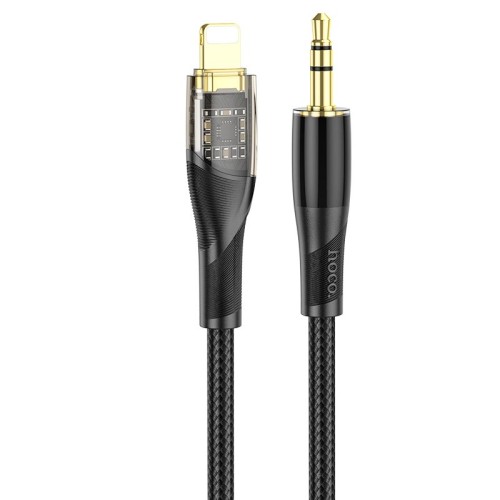Кабель HOCO 3.5mm to lightning Transparent Discovery Edition Digital audio conversion cable UPA25 |1M| black
