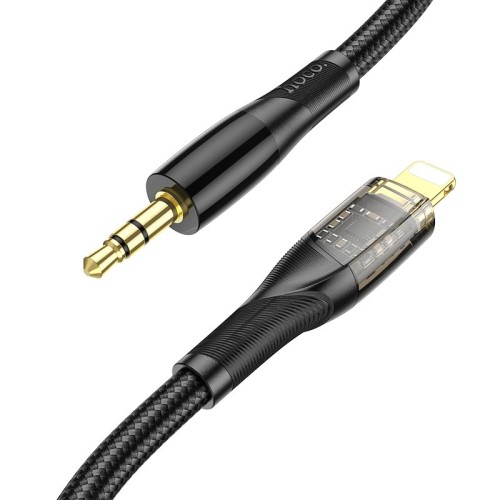 Кабель HOCO 3.5mm to lightning Transparent Discovery Edition Digital audio conversion cable UPA25 |1M| blue