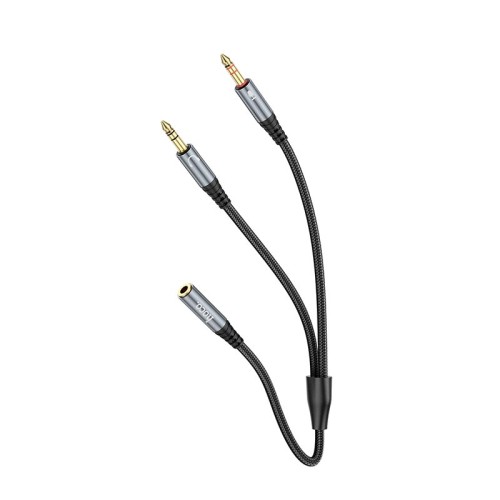 Кабель HOCO 2-in-1 3.5 headset audio adapter cable UPA21 (female to 2male) |0.25M| black