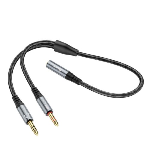 Кабель HOCO 2-in-1 3.5 headset audio adapter cable UPA21 (female to 2male) |0.25M| black