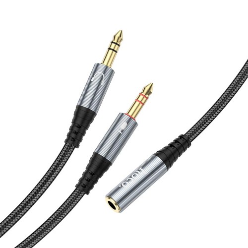 Кабель HOCO 2-in-1 3.5 headset audio adapter cable UPA21 (female to 2male) |0.25M| black