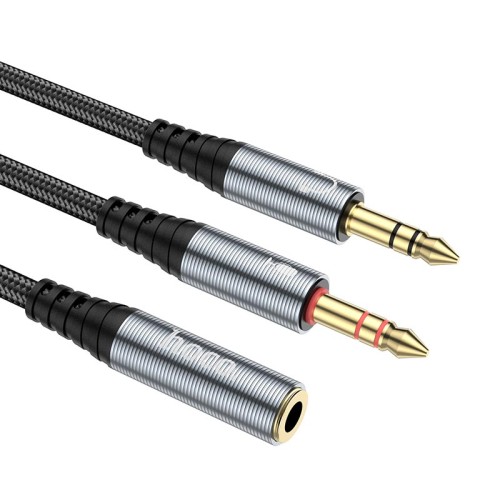 Кабель HOCO 2-in-1 3.5 headset audio adapter cable UPA21 (female to 2male) |0.25M| black